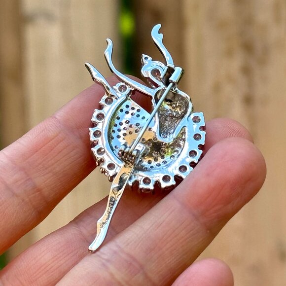 Ballerina Brooch White Gold Plated Zircon Ballerina Pin Ballet Brooch - Picture 10 of 11